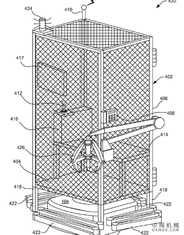 亚马逊获得了一项专利技术，该系统可以将工人关在笼子里，放在机器人上方 中国机械网,okmao.com