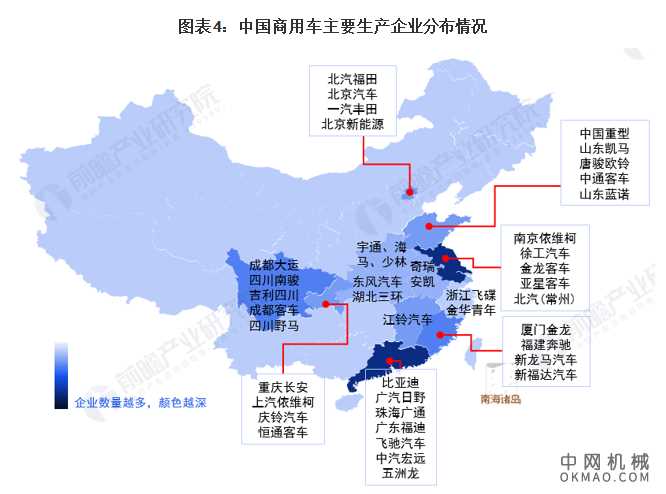 2021年中国商用车行业区域市场现状及竞争格局分析 主要布局在东部和中部地区 中国机械网,okmao.com